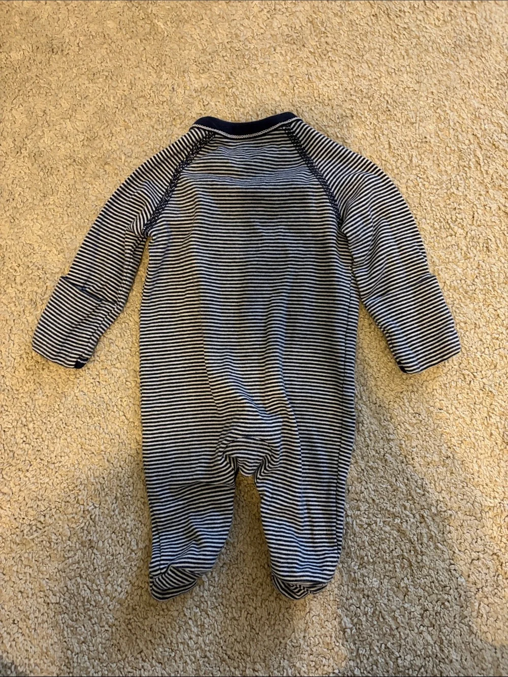 Ralph Lauren Navy & White Striped Footed One-Piece
